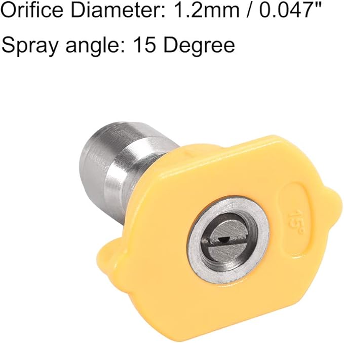 uxcell Pressure Washer Spray Nozzle Tips, 1/4" Stainless Steel Flat Fan, 2 Pcs (15 Degree, 1.2mm Orifice Diameter)