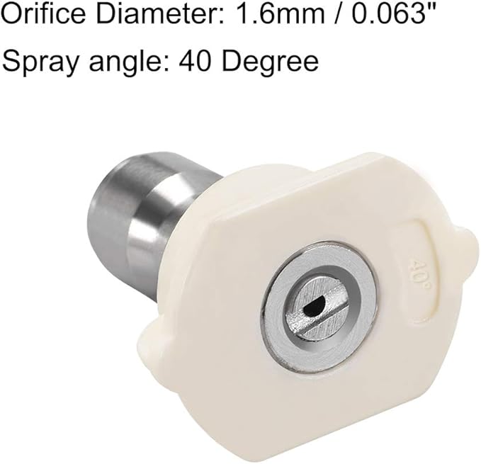 uxcell Pressure Washer Spray Nozzle Tips, 1/4" Stainless Steel, 2 Pcs (40 Degree, 1.6mm Orifice Diameter)
