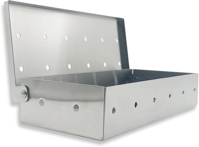 Realcook Wood Chips Smoker Box: Stainless Steel BBQ Smoking Box | Grilling Basket Smoker Firebox Accessories for Indoor & Outdoor Charcoal Gas Grill