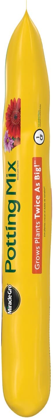 Miracle-Gro Potting Mix, For Container Plants, Flowers, Vegetables, Shrubs, Annuals, Perennials, Feeds up to 6 Months, 1 cu. ft., 2-pack