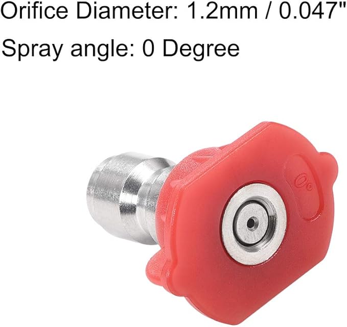 uxcell Pressure Washer Spray Nozzle Tips, 1/4" Stainless Steel, 2 Pcs (0 Degree, 1.2mm Orifice Diameter)