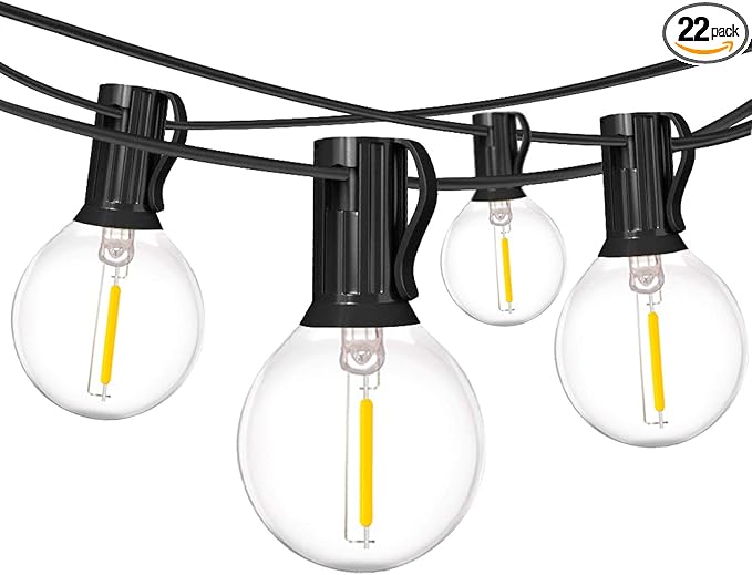 18Ft Outdoor Patio String Lights,UL Listed Commercial Light String with 10+1 Plastic G40 LED Clear Globe Bulbs,Decoration for Patio Backyard Cafe Porch Garden Bistro Party Wedding