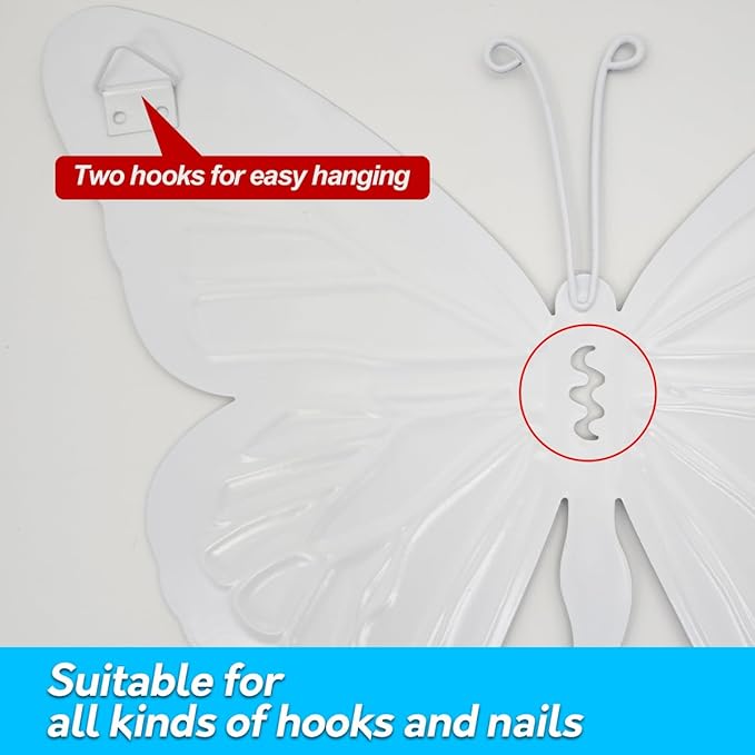 Metal Butterfly Wall Decor - 4 Pack 9.8in Butterflies Wall Sculpture Hanging Decorations for Yard Patio Garden Fence Decor, Housewarming Gift for Mom Friends