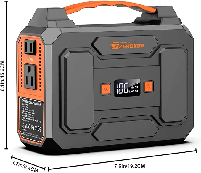 ZeroKor Portable Power Station, 100W 110V Power Pack with AC Outlet, Portable Solar Generator 146Wh External Battery with DC USB C QC3.0 for Smart Devices Camping Home RV VanLife(without Solar Panel)