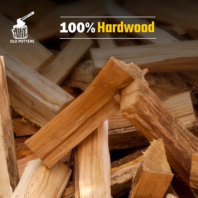 Old Potters Kiln Dried Firewood - Hickory, 1100 Cu. in, 16-18 Logs ~ 8" x 2.5" Logs. Cooking Wood for Grilling, Smoking, and Firepits, Hickory.