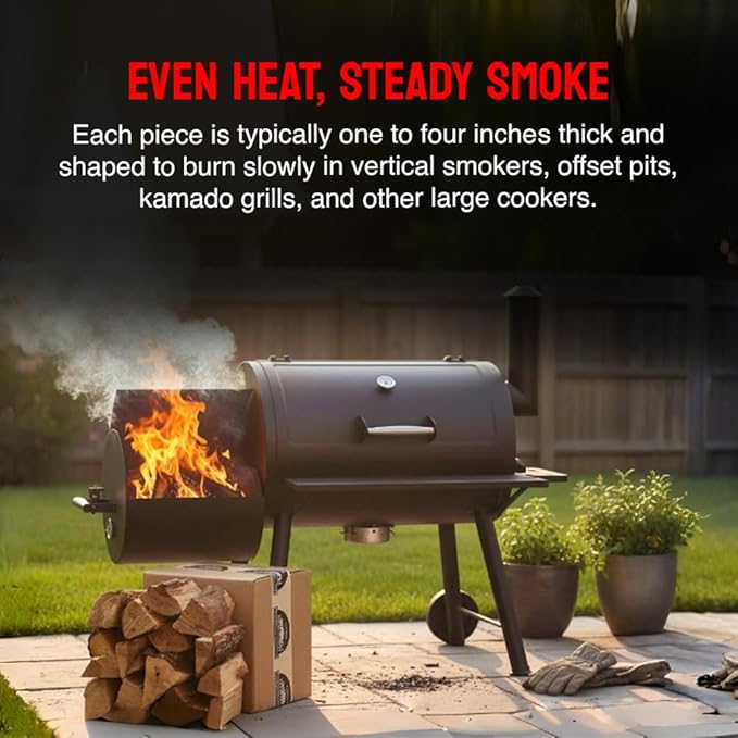 Smoking Wood Mini Splits, 6-Inch Firewood Logs, Naturally-Cured Maple Hardwood for Wood-Fired Ovens, Smokers, BBQ & Charcoal Grills, USA Made, 12-17 lbs., 800 Cubic Inches