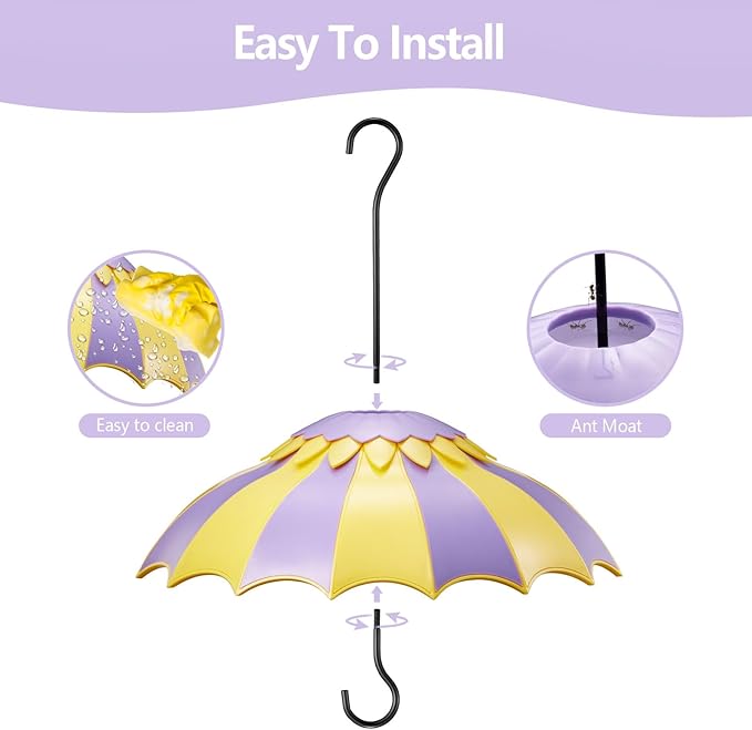 14" Baffle for Bird Feeder with Ant Moat, Bird Feeder Cover with Ant Guard & 3 Hooks for Hummingbird Feeder and Wild Bird Feeder, Bright Colors Attract Birds (14 inches, Green Yellow)