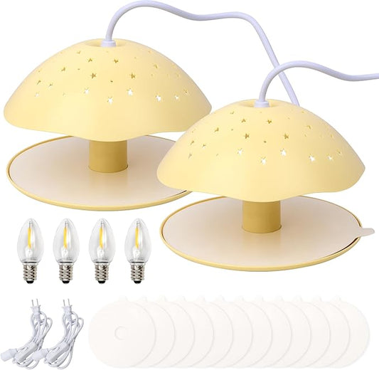 2 Packs Flea Traps for Inside Your Home, with 12 Sticky Discs & 4 LED Bulbs & 2 Electric Wires, Friendly to Pets & Children, Indoor Bed Bug Flea Light Trap Pest Control