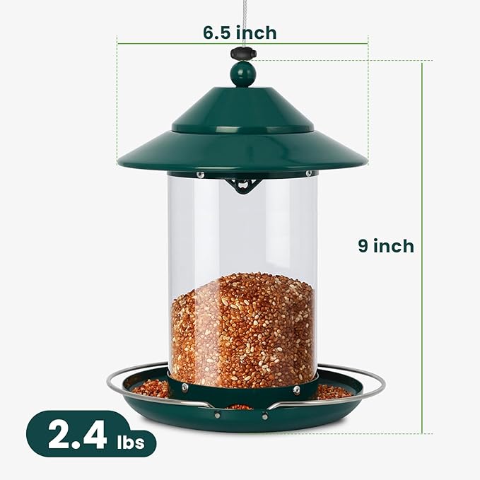 Metal Bird Feeder for Outdoors – 2.4LB Hanging Bird Feeder with 360-degree, Weatherproof & Rust-Resistant, Easy to Fill & Clean for Wild Bird Feeders in Backyard & Garden(2pcs)