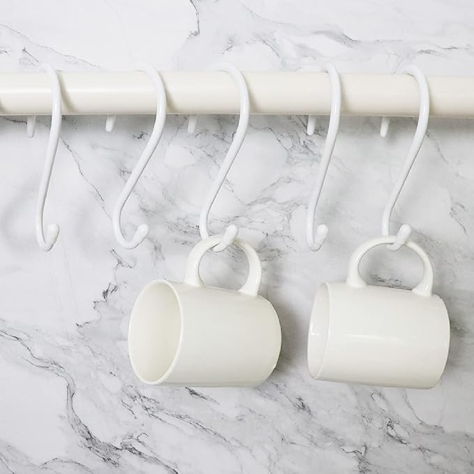 24 Pack 4 Inch Vinyl Coated S Hooks - Heavy Duty Large S Hooks for Hanging Plants, Closet, Garden, Jeans, Jewelry, Pot, Pan, Cups, Towels