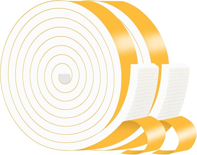 Weather Stripping Door Seal Strip,Door Weather Stripping,Strong Adhesive, Weatherproof, Reduce Noise, Gap Filler, Foam Insulation Tape for Doors and Windows (White,3/4 in x 5/16 in x 13Ft)