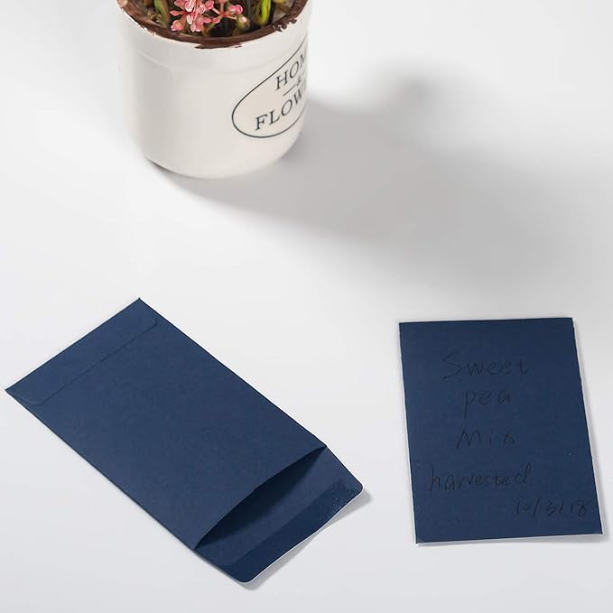 100 Pack Small Coin Envelopes Self-Adhesive Kraft Paper Seed Envelopes Mini Parts Small Items Stamps Storage Packets Envelopes for Garden, Office or Wedding Gift (Navy Blue, 2.25×3.5 inch)