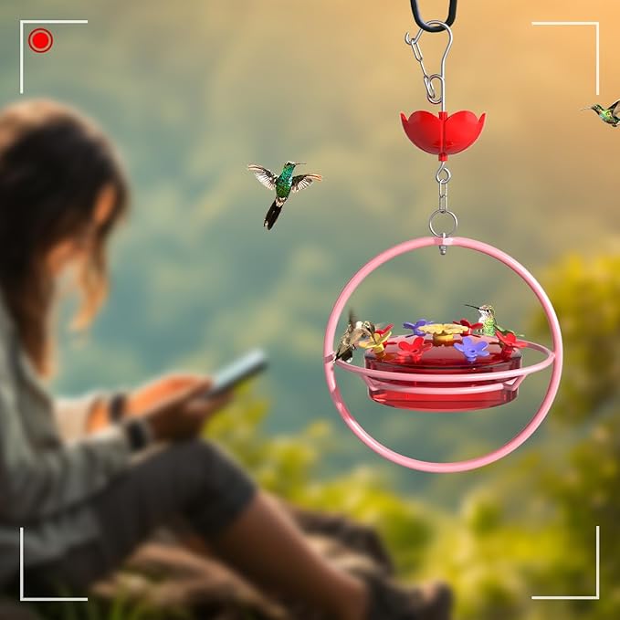 1 Pack Wide-Mouth Hummingbird Feeder for Outdoor Hanging, Nectar Bird Feeder with Ant Moat, Unique Gift