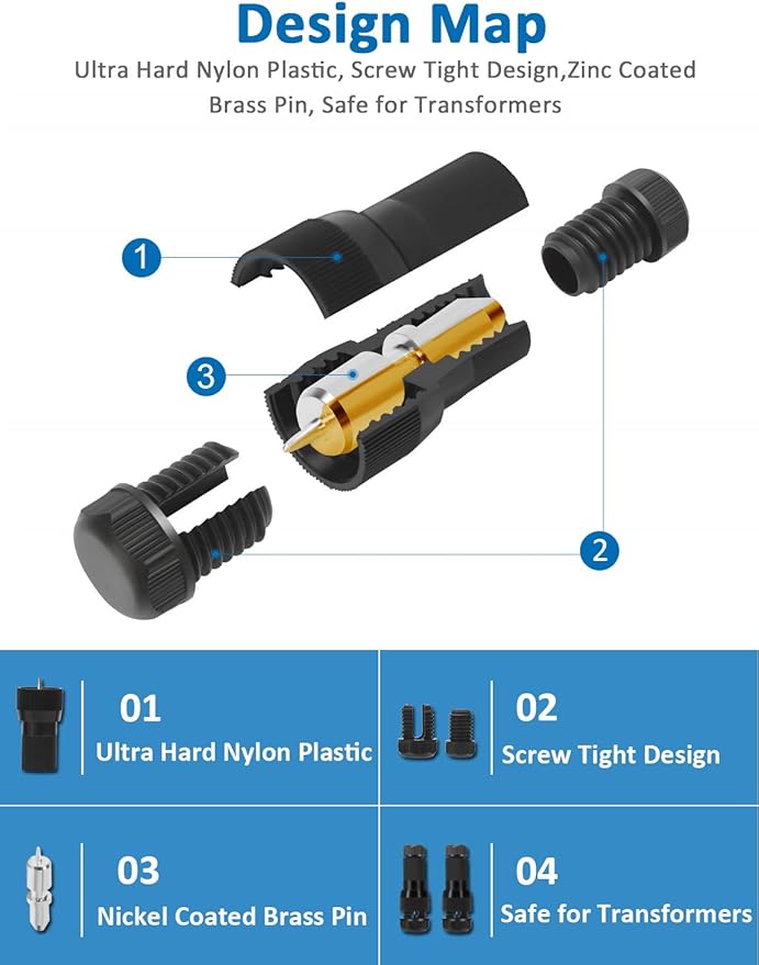 SUNVIE Low Voltage Fastlock Wire Connectors for Landscape Lighting Path Lights 12-14 Gauge Cable Connector Work with Malibu Paradise Moonrays and Other Outdoor Lighting Brands (20 Pack)
