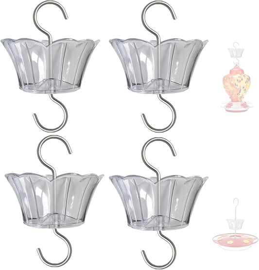 Ant Moat for Hummingbird Feeder - 3 OZ x 4 Pack Clear Insect Guard with Large Capacity