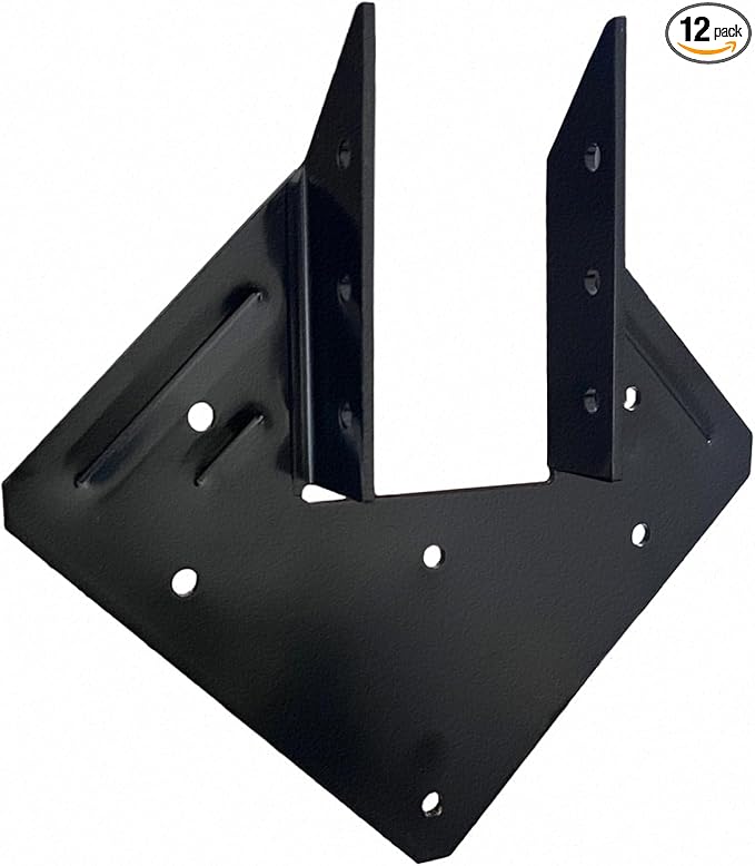 12 Pcs Black Hurricane Tie, 13 Gauge(Thickness 2.2mm) Joist Hangers, Fit 2x4,2x6 Truss to Rafter Connector for Roof Truss Timber, Hurricane Truss Hangers, Rafter Brackets,Hurricane Clips