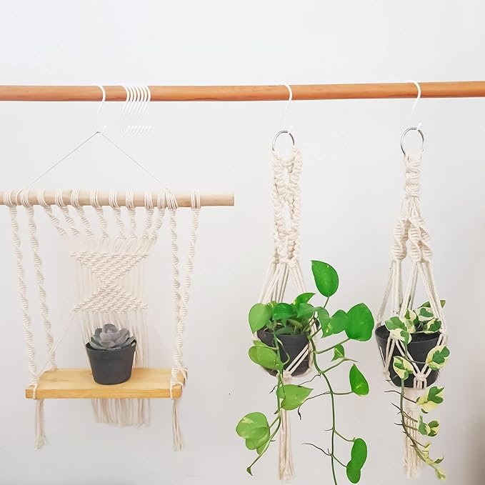 24 Pack 4-1/2 Inch White S Hooks for hanging, Large Vinyl Coated S Hangers Hooks Heavy Duty, Steel Metal Rubber Coated Closet Rod Hooks for Hanging Jeans Clothes Plant Pot Pan Cup Bathrooms Towel Robe