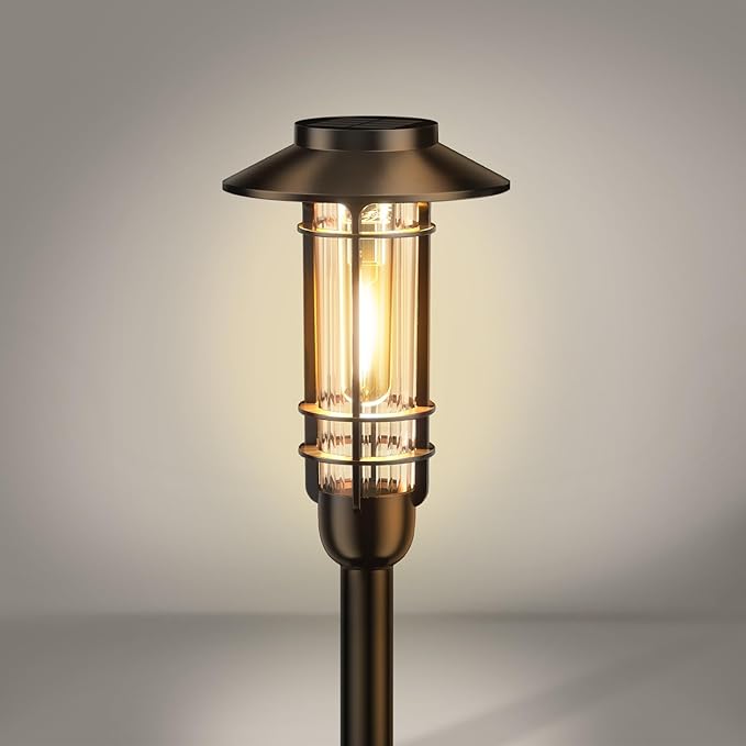 2 Pack Solar Pathway Light Outdoor, Upgraded Bright Solar Powered Garden Light Outside, Waterproof Outdoor Lighting for Landscape Lawn Patio Yard Path Driveway Walkway Decor, Warm White