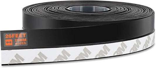 26 Feet Silicone Seal Strip, Weather Stripping Seal Tape for Door, Window & Shower Glass Gaps (Black, 35MM)
