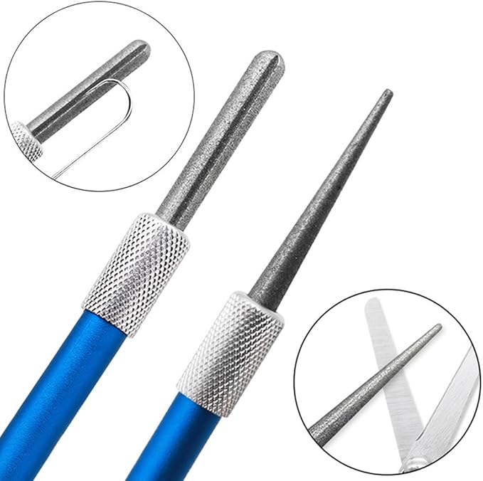 2Pcs Serrated Knife Sharpener, Retractable Diamond Sharpening Rod Portable Pocket Knife Steel Sharpener Rod Multifunctional Knife Sharpening Tool for Outdoor Kitchen Fishing Hunting