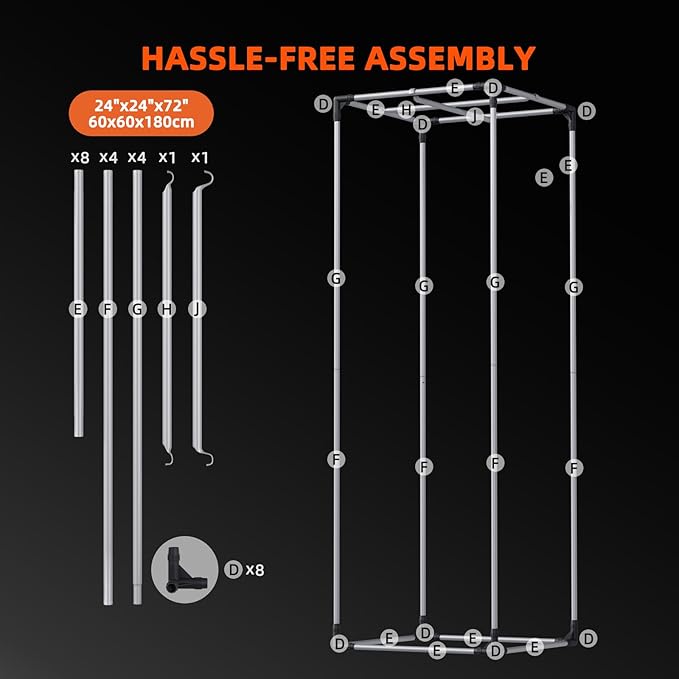 Spider Farmer 2x2x6 Grow Tent Pro-Grade, 24"x24"x72", with Removable Floor Tray, 1680D Thicken Mylar Canvas, 2x2 for Indoor Hydroponic Growing for SF1000, SE1500, G1500