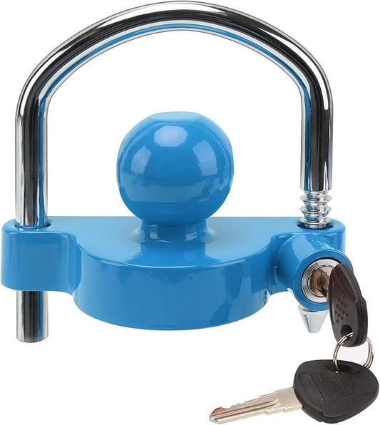 METOWARE Trailer Coupler Lock Universal Adjustable Heavy-Duty Steel Trailer Hitch Lock, Anti Theft Trailer Ball Lock Towing Lock for Towing Trailer Security Fits 1-7/8",2”, 2-5/16" Coupler Blue