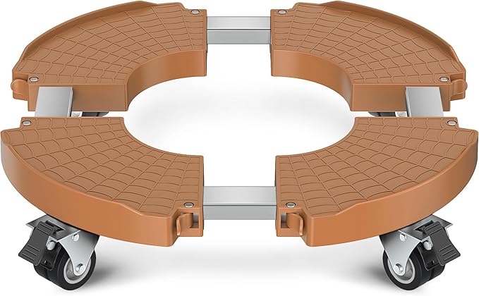 VANCASTLE Plant Caddy with Lockable Wheels Heavy Duty 450lbs Capacity, 15-22 Inch Adjustable Plant Stand with Wheels Rolling base, Plant Dolly for Flower Pot Mover Indoor Outdoor, Khaki, 1 Pack