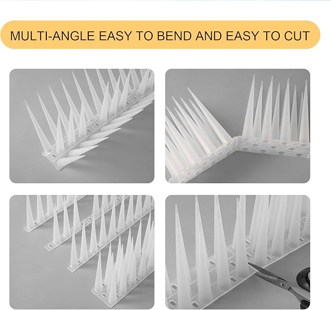 OFFO Bird Spikes Pigeon Outdoor Spikes for Cat Keep Birds Raccoon Woodpecker Away Covers 4 Feet(1.2m), Frosted White