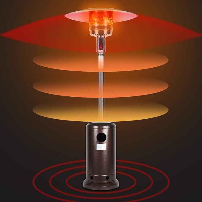 Outdoor Mushroom Heater Patio Propane 48,000 BTU for Outdoor Heating Deck Heater with Umbrella Dome and Wheeled Floor-standing Rust Free for Patio Porch and Backyards
