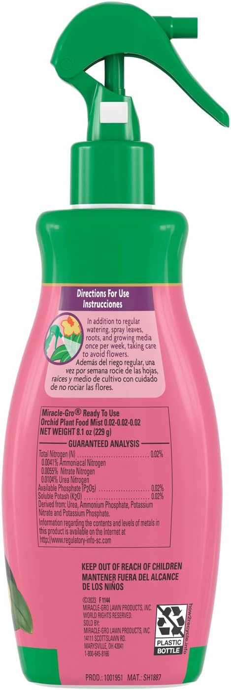 Miracle-Gro Ready to Use Orchid Plant Food Mist, Feeds All Types of Indoor Orchid Plants, 8 oz.