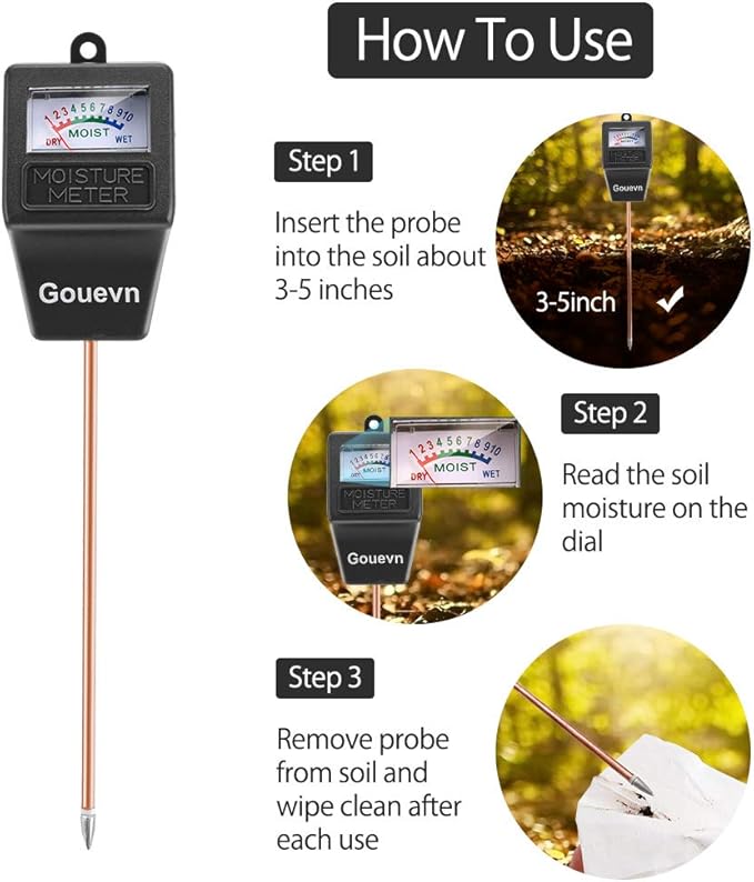 Soil Moisture Meter, Plant Moisture Meter Indoor & Outdoor, Hygrometer Moisture Sensor Soil Tester Plant Water Meter for Potted Plants Garden, No Battery Needed (Black)