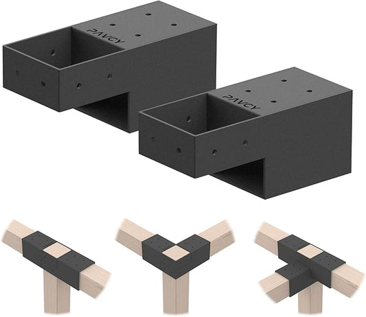 Omni-Way Pergola Brackets, GMINO Heavy-Duty 4x4 Pergola Kit for DIY Carport, Gazebo, Corner Fence - (Set of 2)