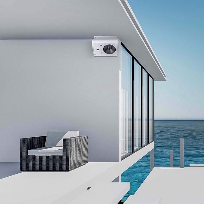 OSD Audio 8" Outdoor Patio Speaker Pair 180W, Weatherproof IP54 Rated Aluminum Grilles, White AP840