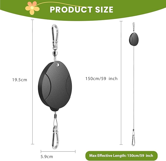 2025 Upgraded Retractable Plant Hanger - Heavy Duty Plant Pulleys for Hanging Plants, Outdoor Adjustable Hooks, Durable Plant Pulley for Garden Baskets Pots,Birds Feeder, 2 Pack