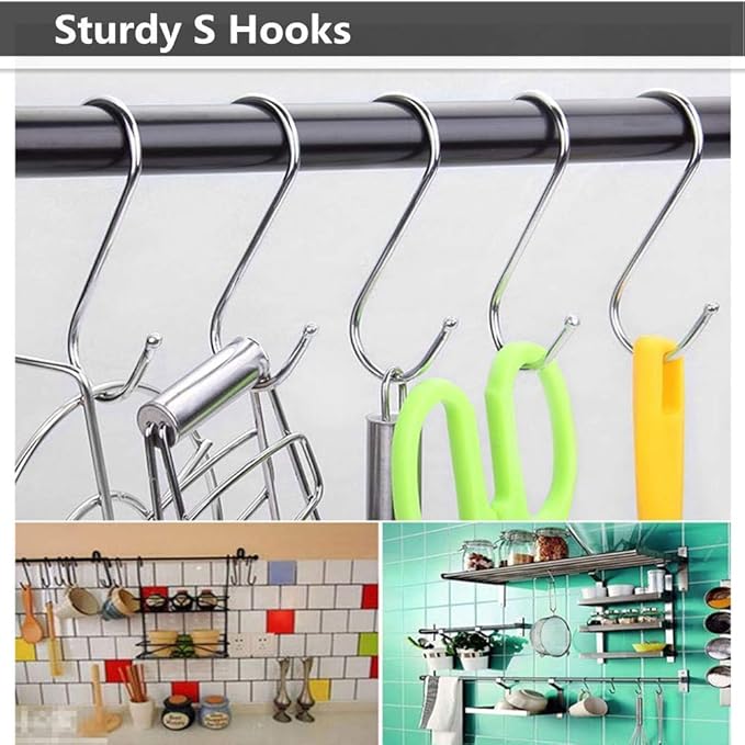 14 Pcs Heavy Duty 4.7 Inches Extra Large S Shape Hooks Heavy-Duty Metal Hanging Hooks Apply Kitchenware Bathroom Utensils Plants Towels Gardening Multiple uses Tools (Silver)