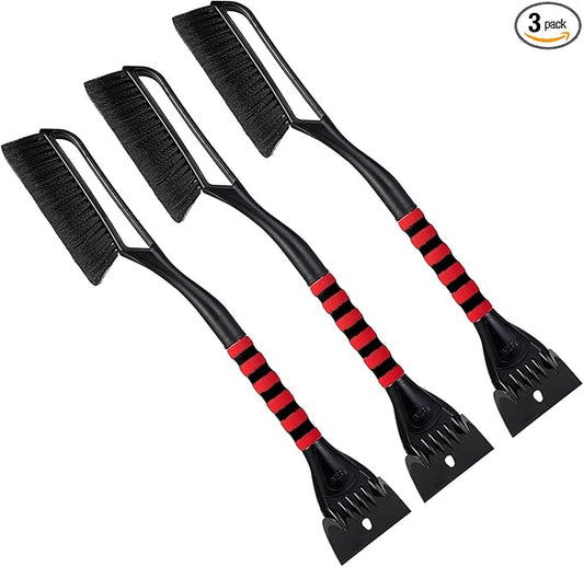 FOVAL 27" Ice Scraper Snow Brush (3 Pack), Wider Snow Scraper(4.73" Width) Snow Removal Car Brush with Comfortable Foam Grip for Cars, Trucks, SUVs, Windshield, Window - Winter Tool