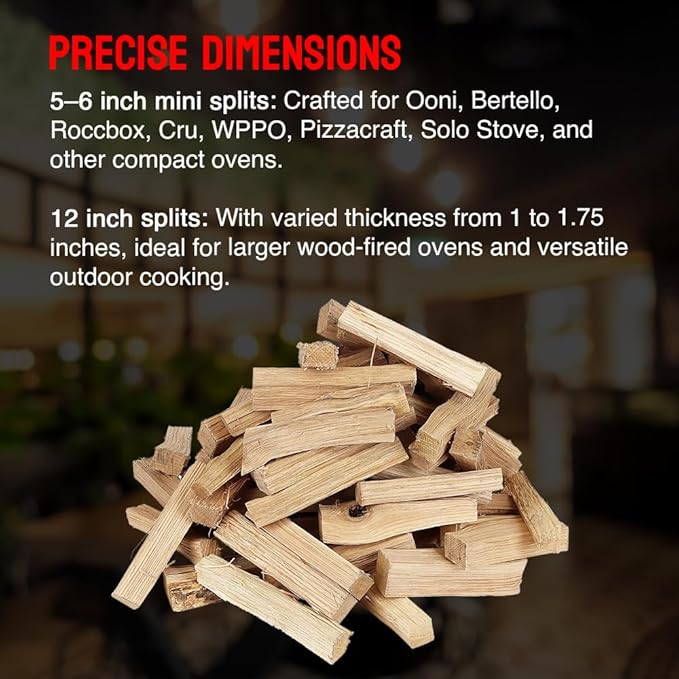 Mini Pizza Oven Wood, 6 Inch Firewood Logs, White Oak Hardwood Splits for Portable Wood-Fired Pizza Ovens, USA Made, Sustainably Milled, Approximately 12-14 lbs