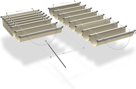 ECOOPTS Retractable Waterproof Wave Sun Shade Canopy Pergola Cover Shade Sail Awning for Outdoor Patio Porch Garden Deck Backyard (7'x11'10", Beige)