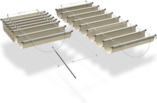 ECOOPTS 4'x9' Retractable Waterproof Wave Sun Shade Canopy Pergola Cover Shade Sail Awning for Outdoor Patio Porch Garden Deck Backyard (Beige)