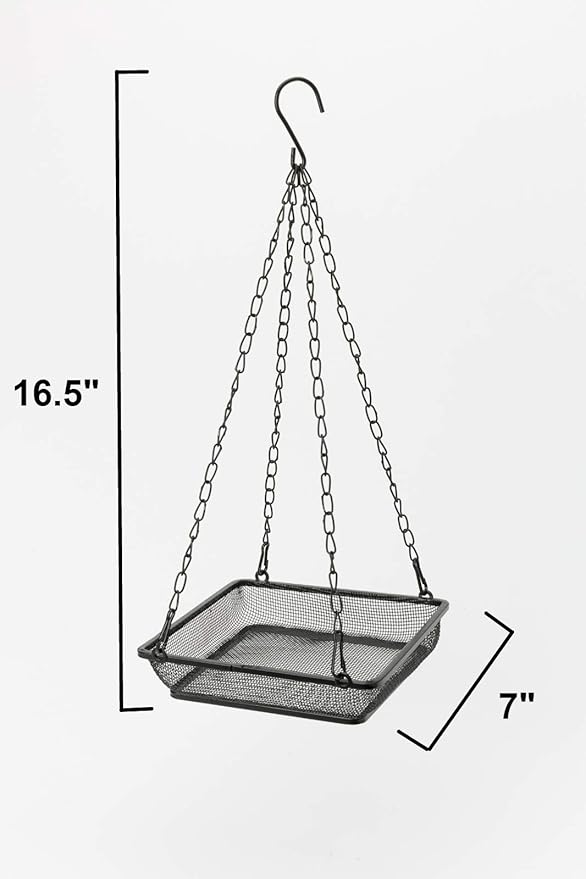 WOSIBO 2 Pack Hanging Bird Feeder Tray, Platform Metal Mesh Seed Tray for Bird Feeders, Outdoor Garden Decoration for Wild Backyard Attracting Birds