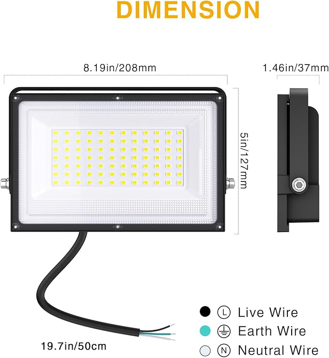Onforu 60W LED Flood Lights Outdoor,8400LM Super Bright Security Light,6500K Daylight White, Outdoor Floodlight, IP66 Waterproof Outside Floodlights for Garage Yard Garden 2 Pack