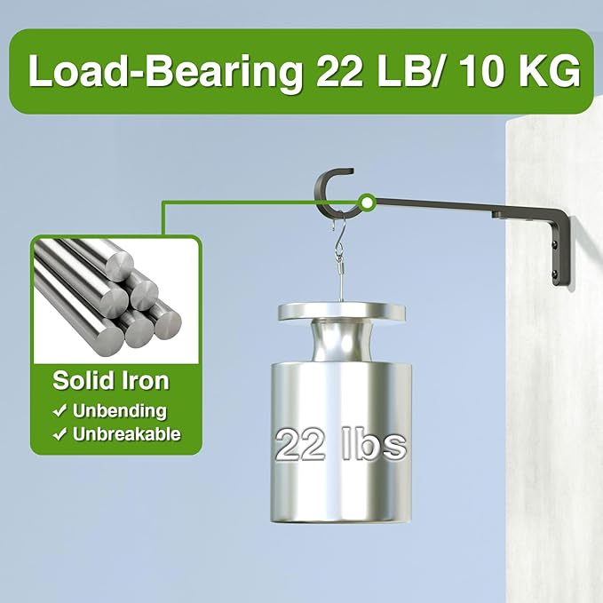 14 Inch 2 Pack Heavy Duty Outdoor Plant Hangers for Hanging Baskets, Iron Plant Brackets Outside, Metal Plant Wall Hooks for Lantern, Bird Feeder