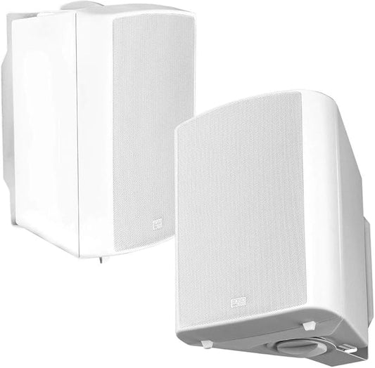 OSD Audio 8" Outdoor Patio Speaker Pair 180W, Weatherproof IP54 Rated Aluminum Grilles, White AP840