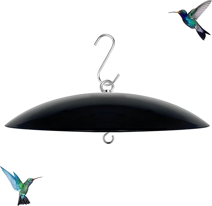 13" Bird Feeder Rain Guard, Hummingbird Feeder Shade Dome Cover, Hanging Squirrel Baffle for Bird Feeder Pole (Black), 1 Pack