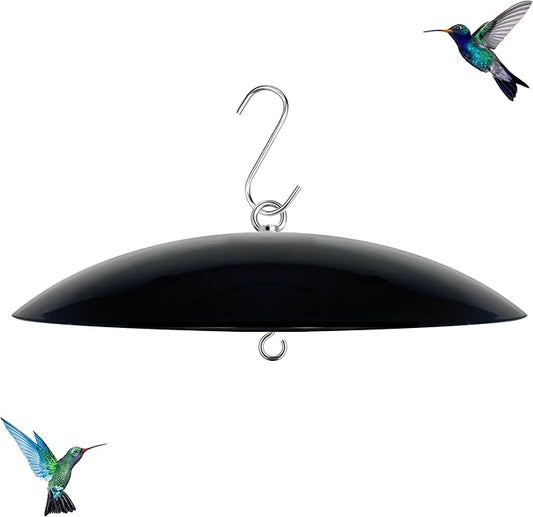 13" Bird Feeder Rain Guard, Hummingbird Feeder Shade Dome Cover, Hanging Squirrel Baffle for Bird Feeder Pole (Black), 1 Pack