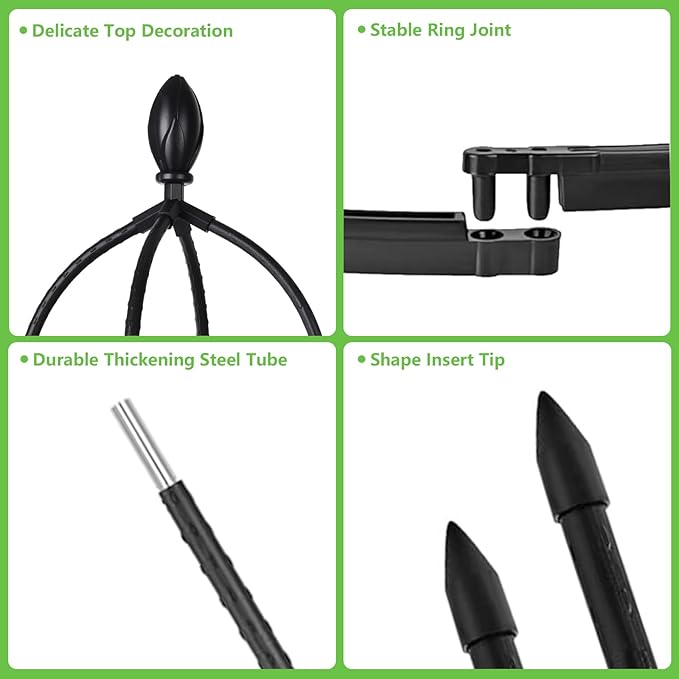 2 Pack 5Ft Tall Garden Obelisk Trellis for Climbing Plants Outdoor, Plant Trellis Garden Tower Trellis for Potted Plant Climbing, Flowers Vegetable Cucumber Trellis