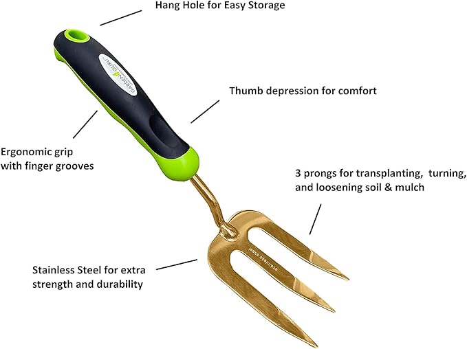 Garden Guru Titanium Hand Weeder Fork Tool – Rust Resistant – Ergonomic Handle – Great for Planting, Spreading Mulch, Weeding, Loosening & Transplanting Soil - 1 Case (48 Pcs)