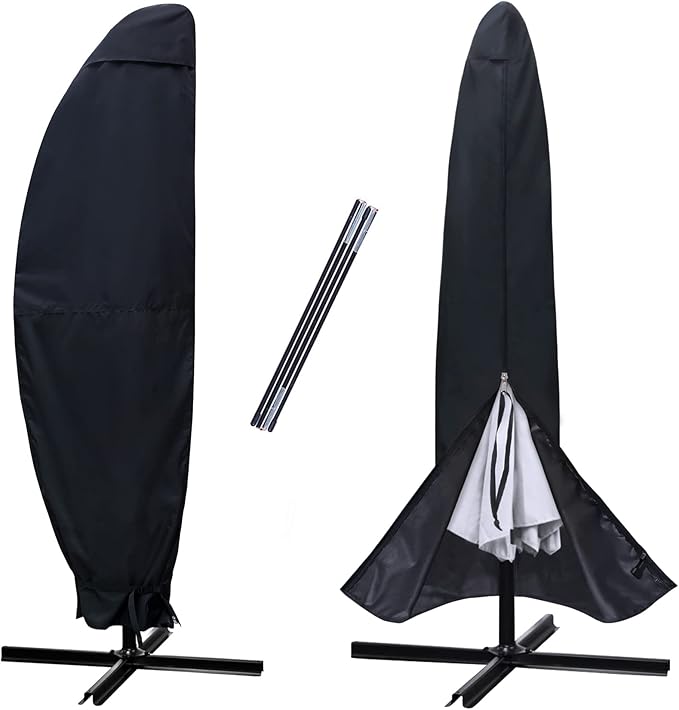 NettyPro Patio Umbrella Cover Outdoor Waterproof Cantilever Parasol Banana Umbrella Cover Fits 12ft to 14ft, Black