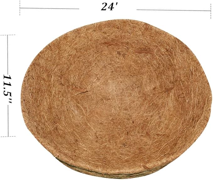 2PCS Hanging Basket Liners Coco Liner 24 Inch Round Coconut Coir Basket for Plants Replacement for Hanging Basket 100% Natural Coconut Fiber Plant Basket Liner for Garden Planter Flower Pot