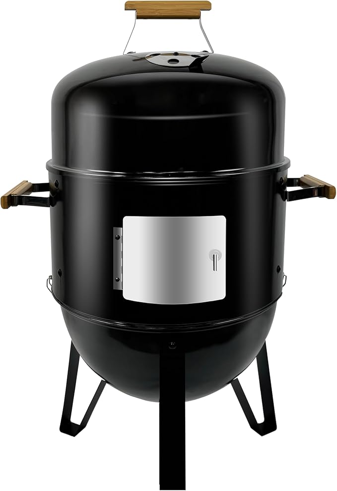 17 Inch Full enameled Multi -purpose Smoke BBQ Table-top barbecue grill Adjustable Temperature Vertical Heavy Duty Firepit and Pizza oven in yard double cooking area
